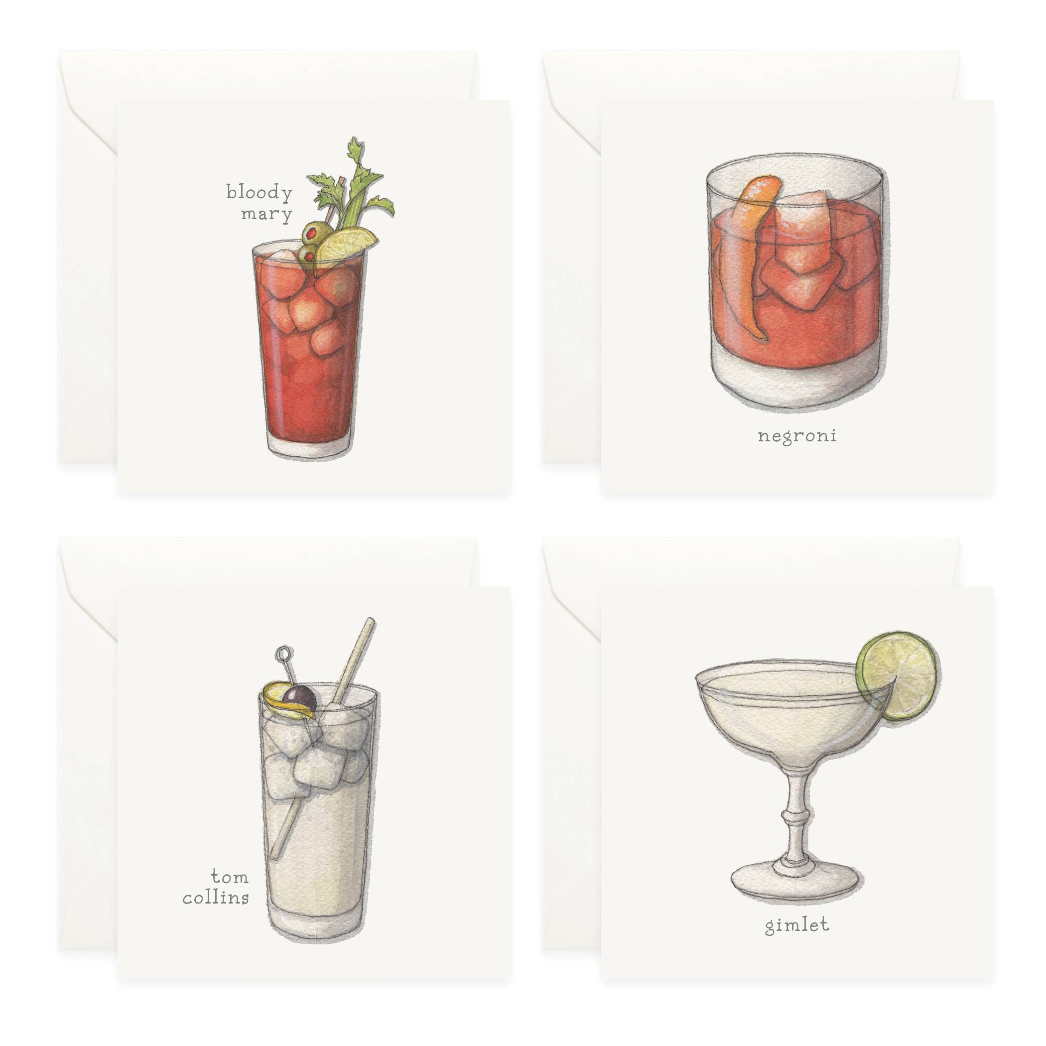 Yeesan Loh - Wholesale Stationery/Notecard Set - Mini Cards Set / Cocktails . 02 Gin & Vodka3