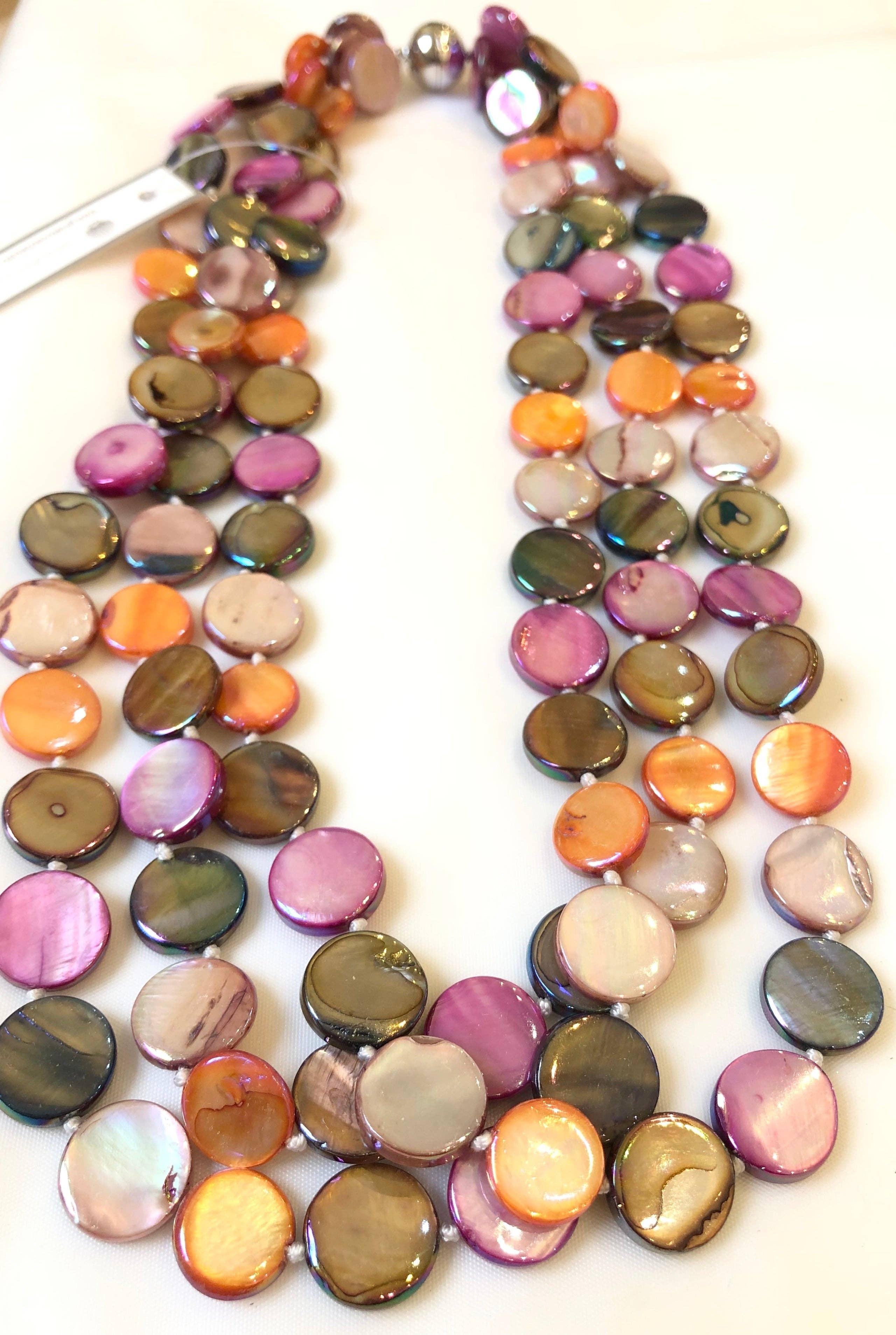 Studio G – wholesale Beaded/pearl necklace – #8023-3 Strand Mother Of Pearl4