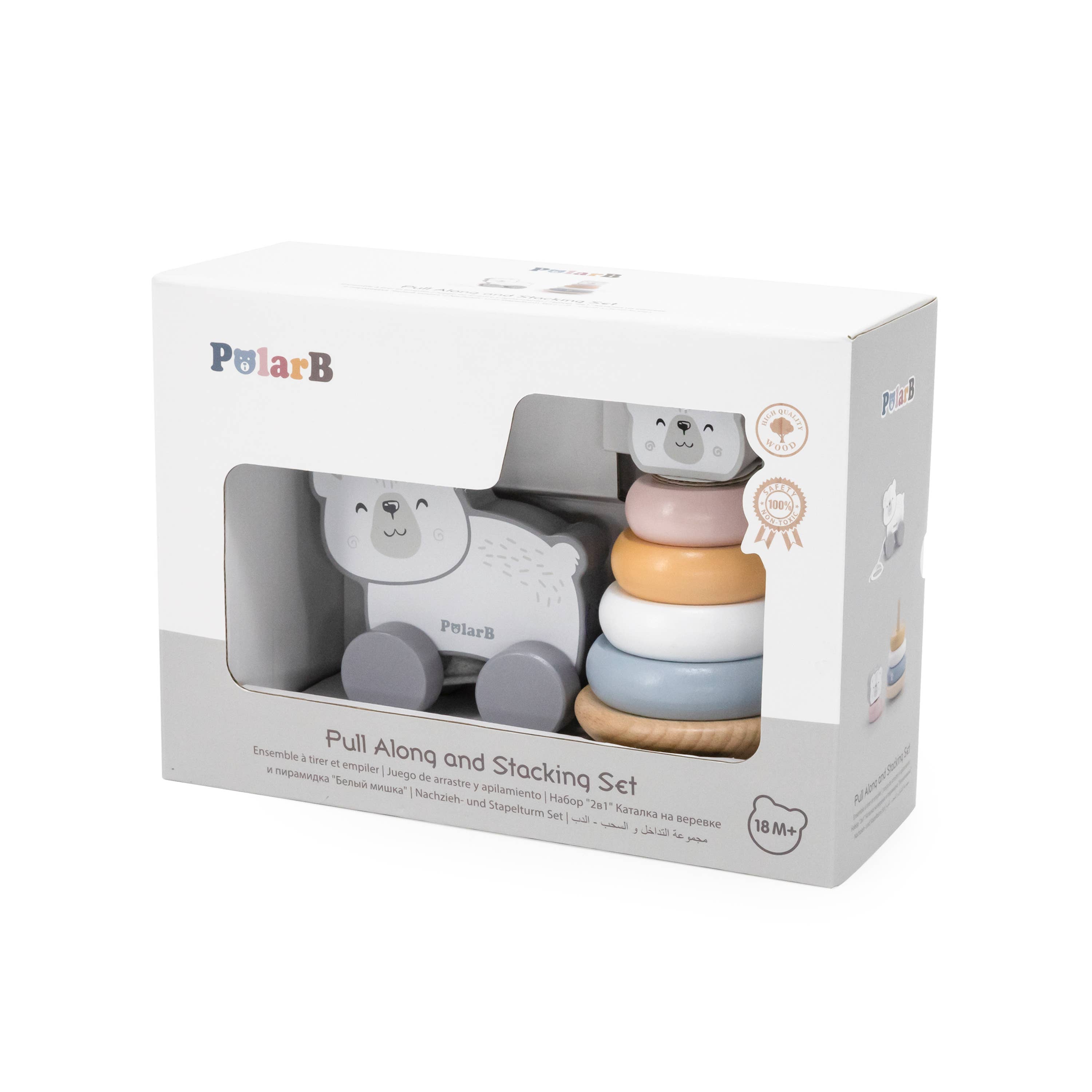 Trade Toys Limited - Wholesale Wood Toy - Kids - PolarB Pull Along & Stacking Set - Polar Bear3