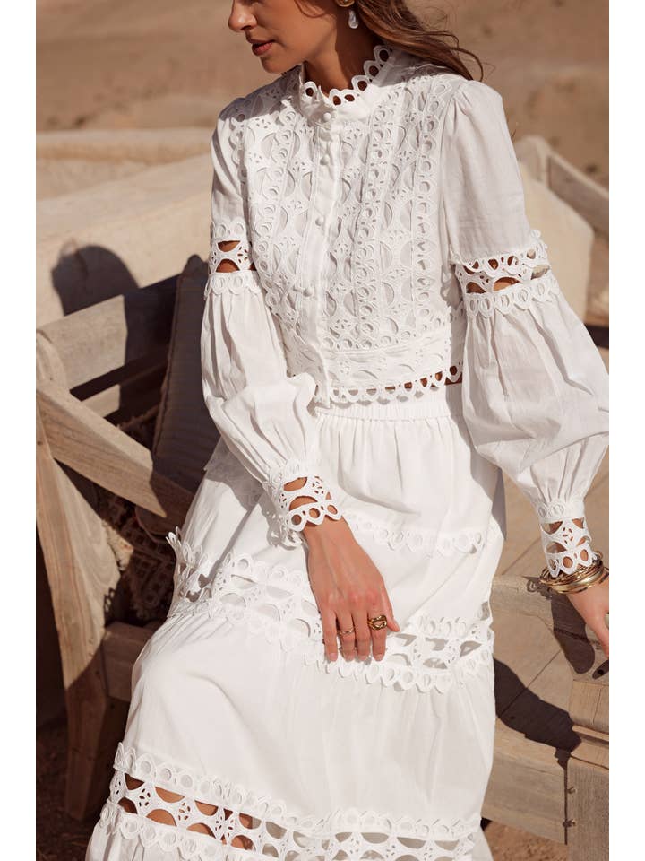 CHOKLATE PARIS (US No duties) - Venta al por mayor Conjuntos de top y falda - Mujer - Conjunto de camisa crop y falda de algodón calado Ellie - 81013 & 810151