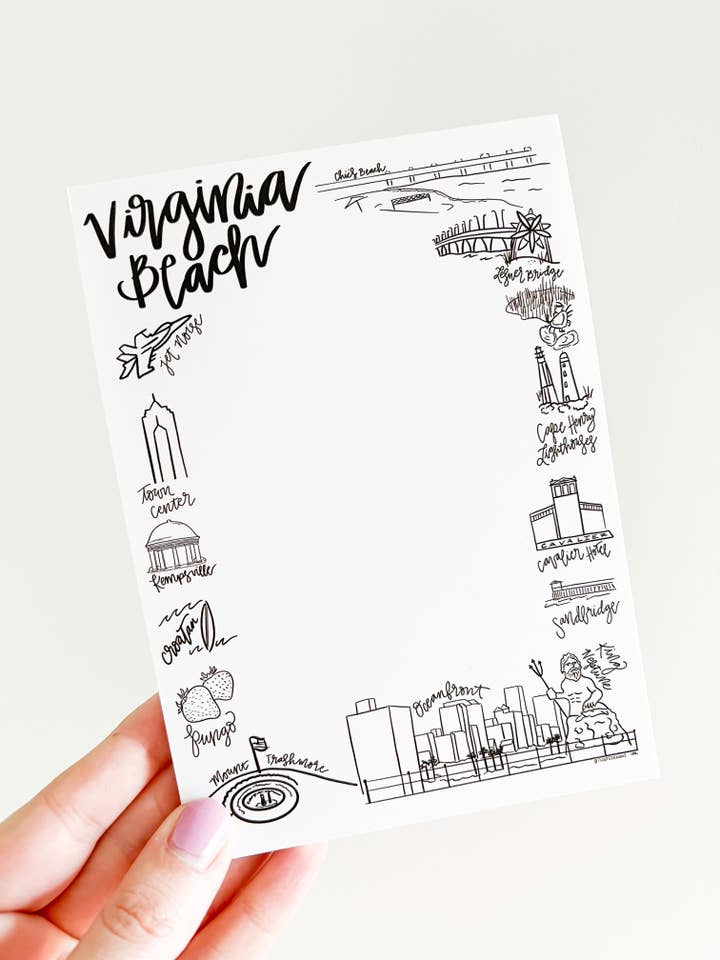 Virginia Beach Doodle 5x7 notepad for wholesale by Thirteenwinks
