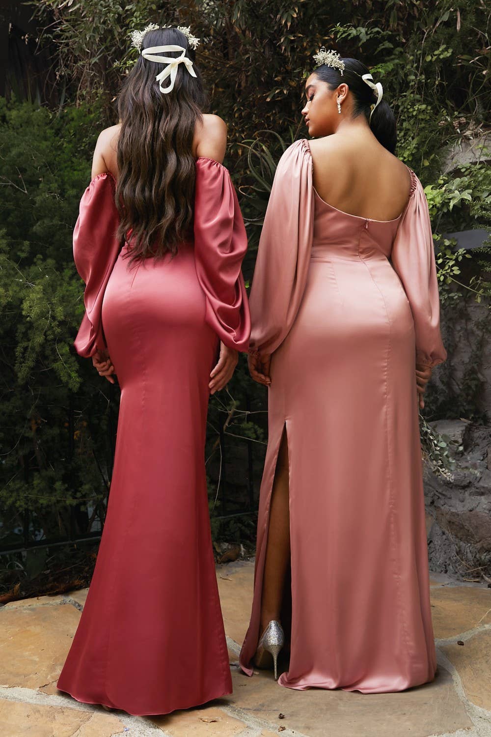 Ladivine by Cinderella Divine - Wholesale Gown - Women's - Long Sleeve Off Or On The Shoulder Soft Satin Dress8