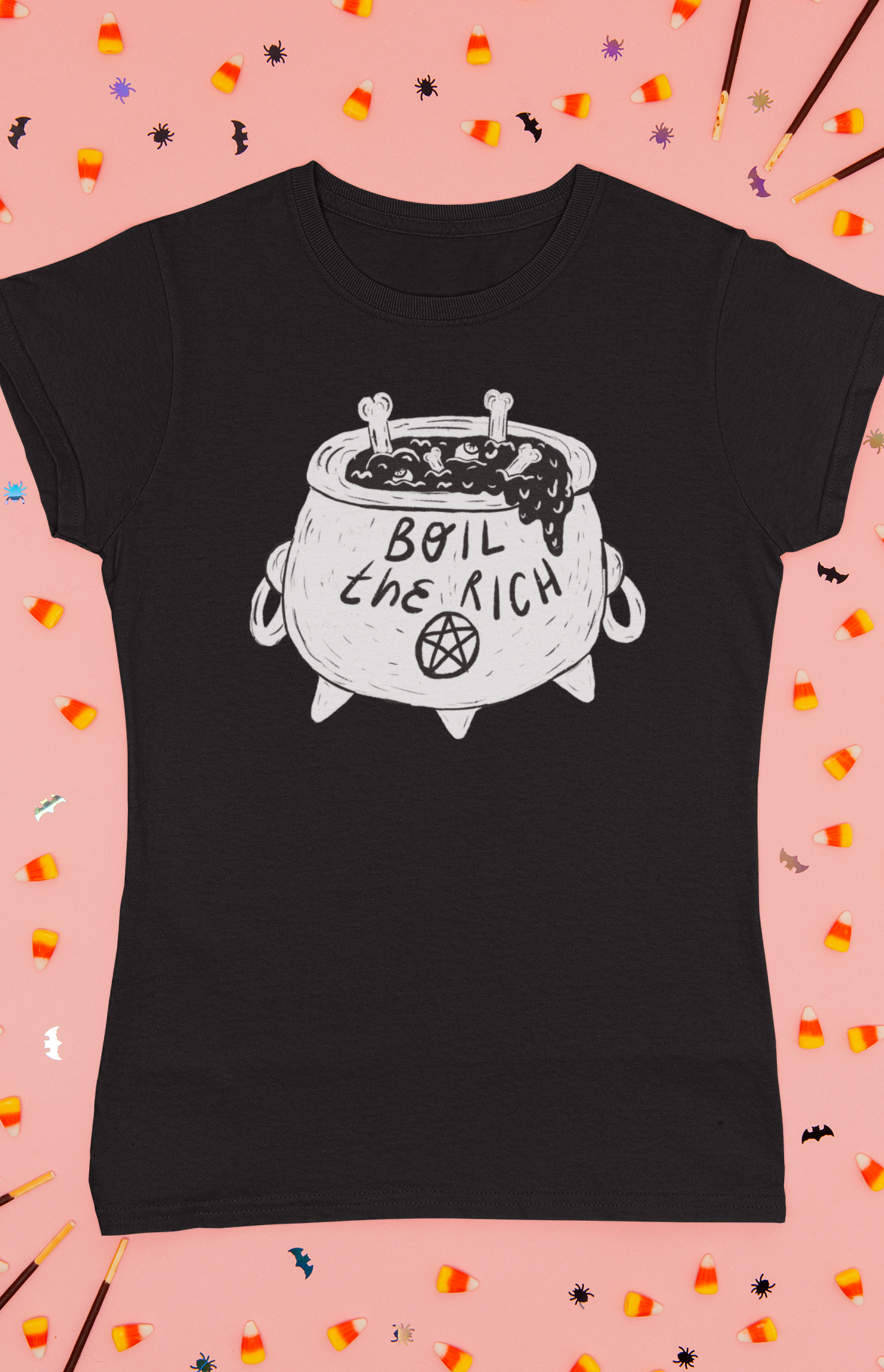 Chiaralascura - Wholesale Screen Printed T-Shirt - Women's - Boil the rich - T-shirt unisex in cotone biologico0