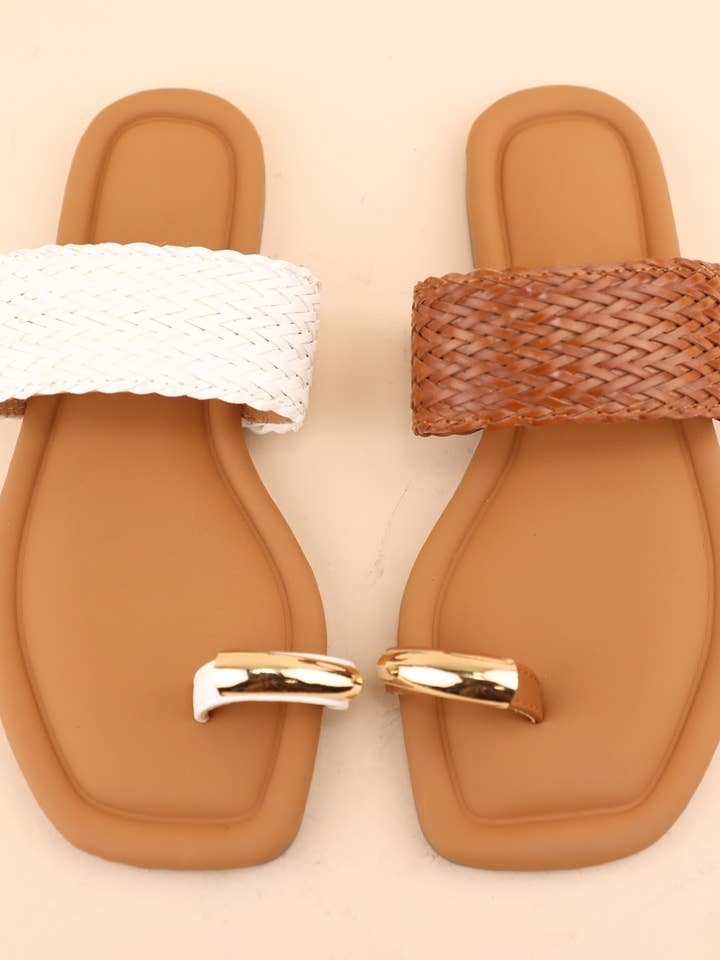 CARLI-08 CHIC METALLISK TÅRING VÆVET REM POLSTRET FLAD S for engroshandel hos CCOCCI