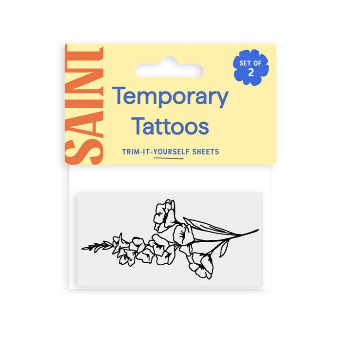Saint Tattoos – Engroshandel Midlertidig tatovering – Gladiolus + Cosmos midlertidige tatoveringer