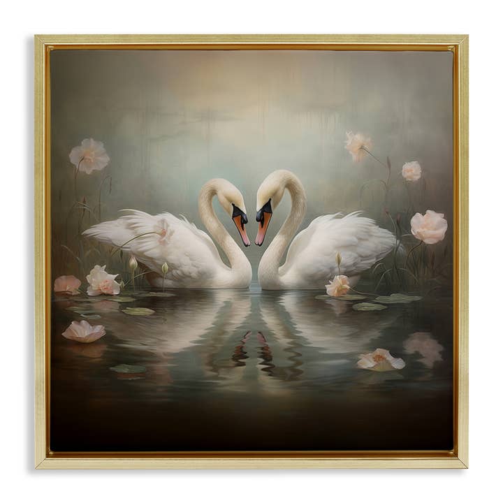 Stupell Industries - Wholesale Wall Sign - Romantic Swans in Floral Pond - Framed Wall Art24