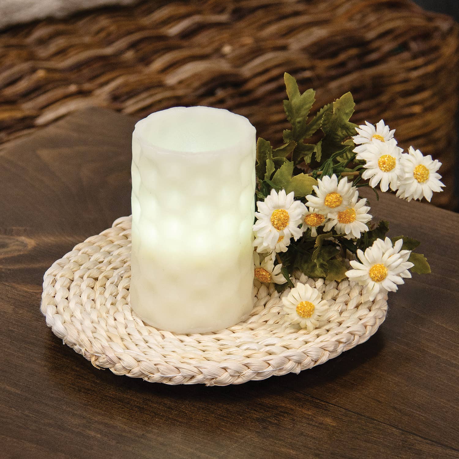 Col House Designs - Wholesale Candle Holder - Natural Corn Husk Round Candle Mat2