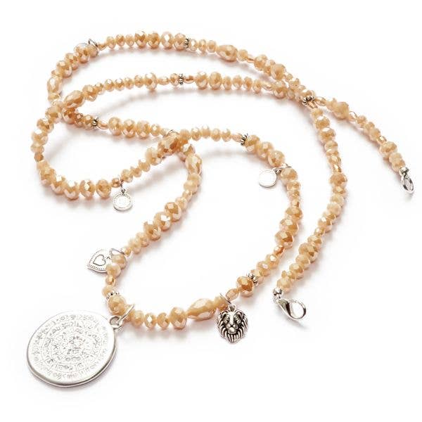 Gaia Lange Glaskralen Ketting met verzilverd Amulet voor wholesale door SchauTime