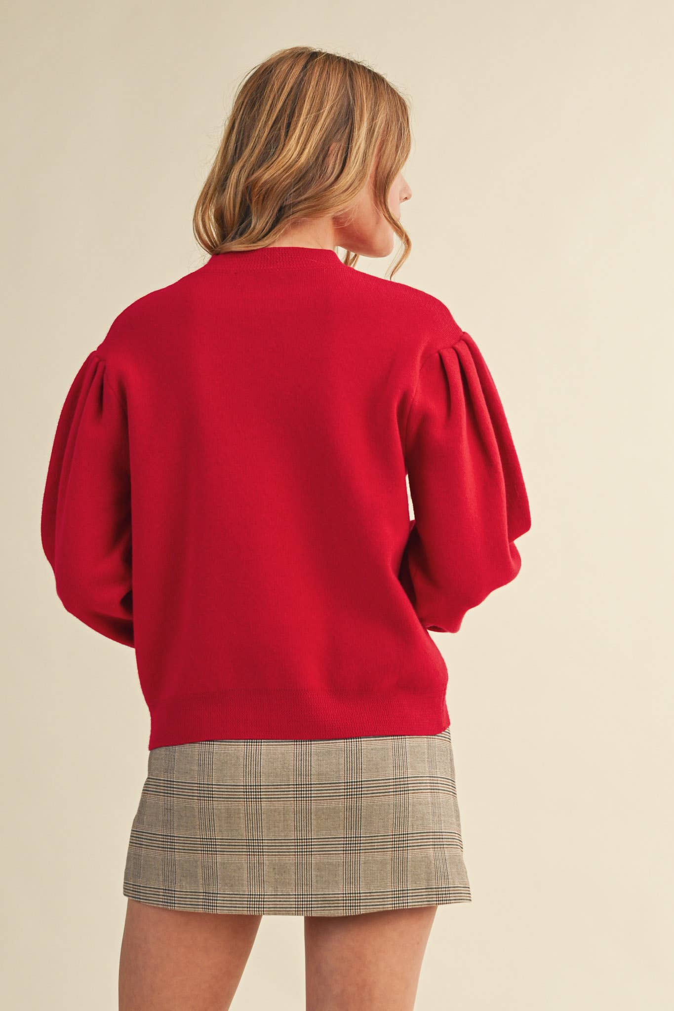 &MERCI - Wholesale Knit Sweater - Women's - MOCK NECK PUFF SLEEVE SWEATER MSW1103032