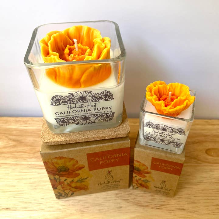 Bougie en cire de soja au pavot de Californie pour la vente par Hand with a Heart