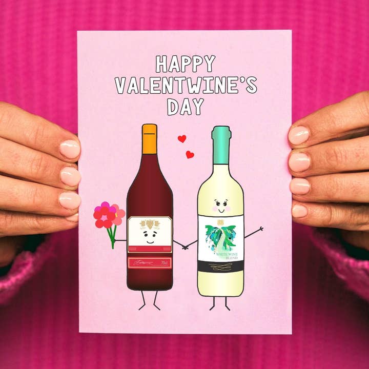 Wine Valentine's Card 'ValentWINES' for wholesale by Of Life & Lemons