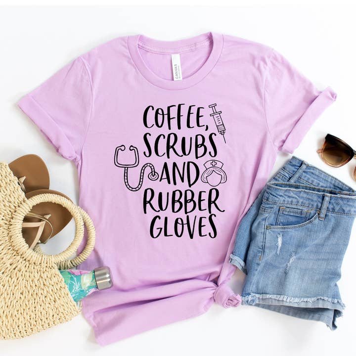 Koffie scrubs & rubberen handschoenen t-shirt - Bella Canvas voor wholesale door Printliss