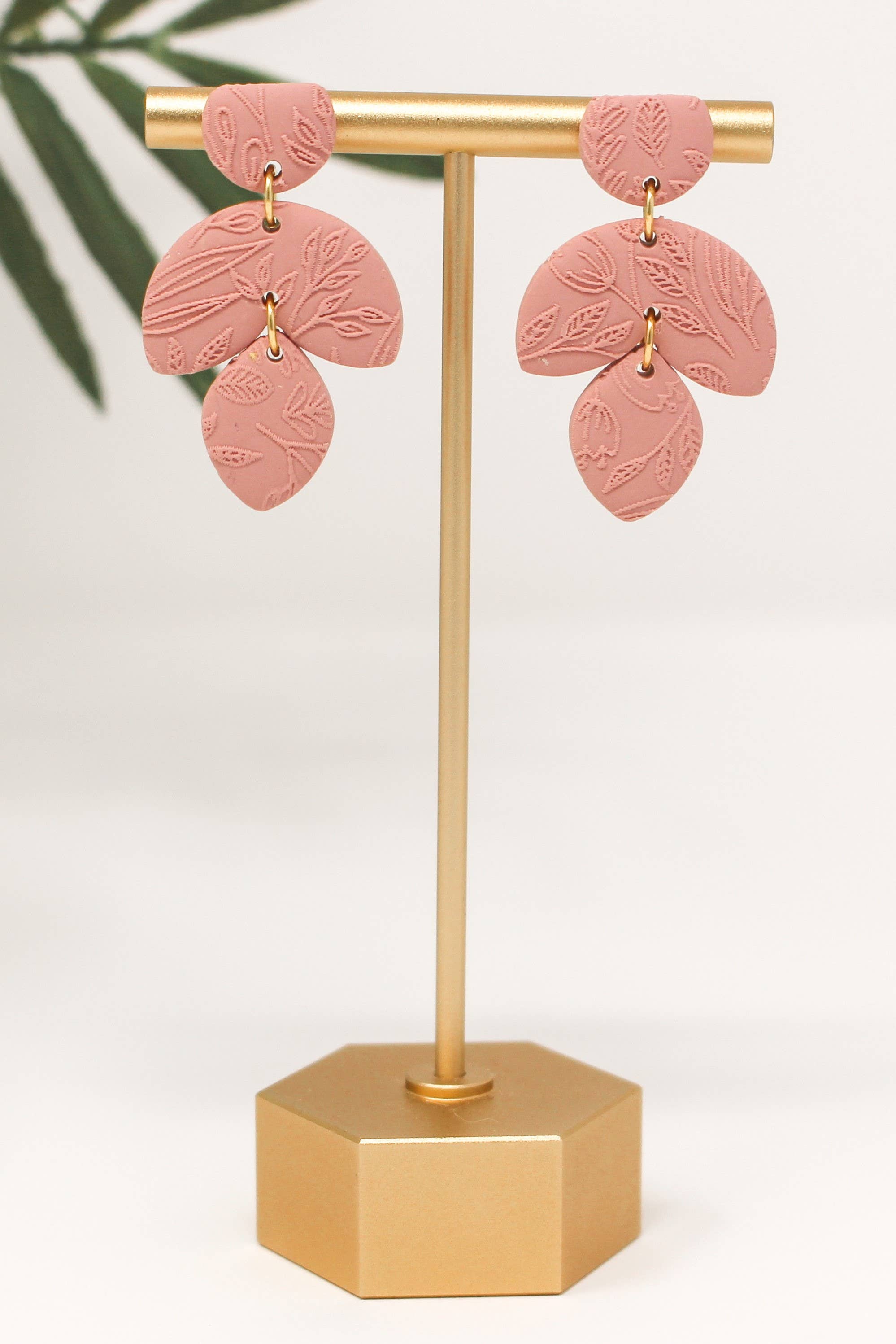 Fern and Arrow co. - Wholesale Dangle Earrings - Elsie-Polymer clay pink floral dangle earring hypoallergenic1