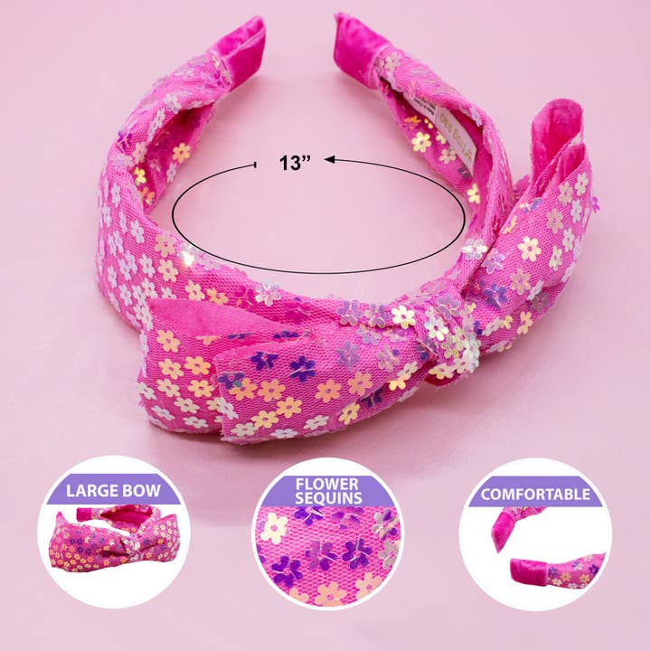 Frog Sac - Wholesale Fashion Headband - Kids - Big Bow Headband - Double Layer Sequin