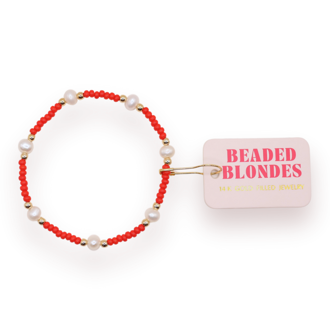 Beaded Blondes - Vendita all'ingrosso Bracciale con perline - Braccialetto di Perle Rosso Brillante0