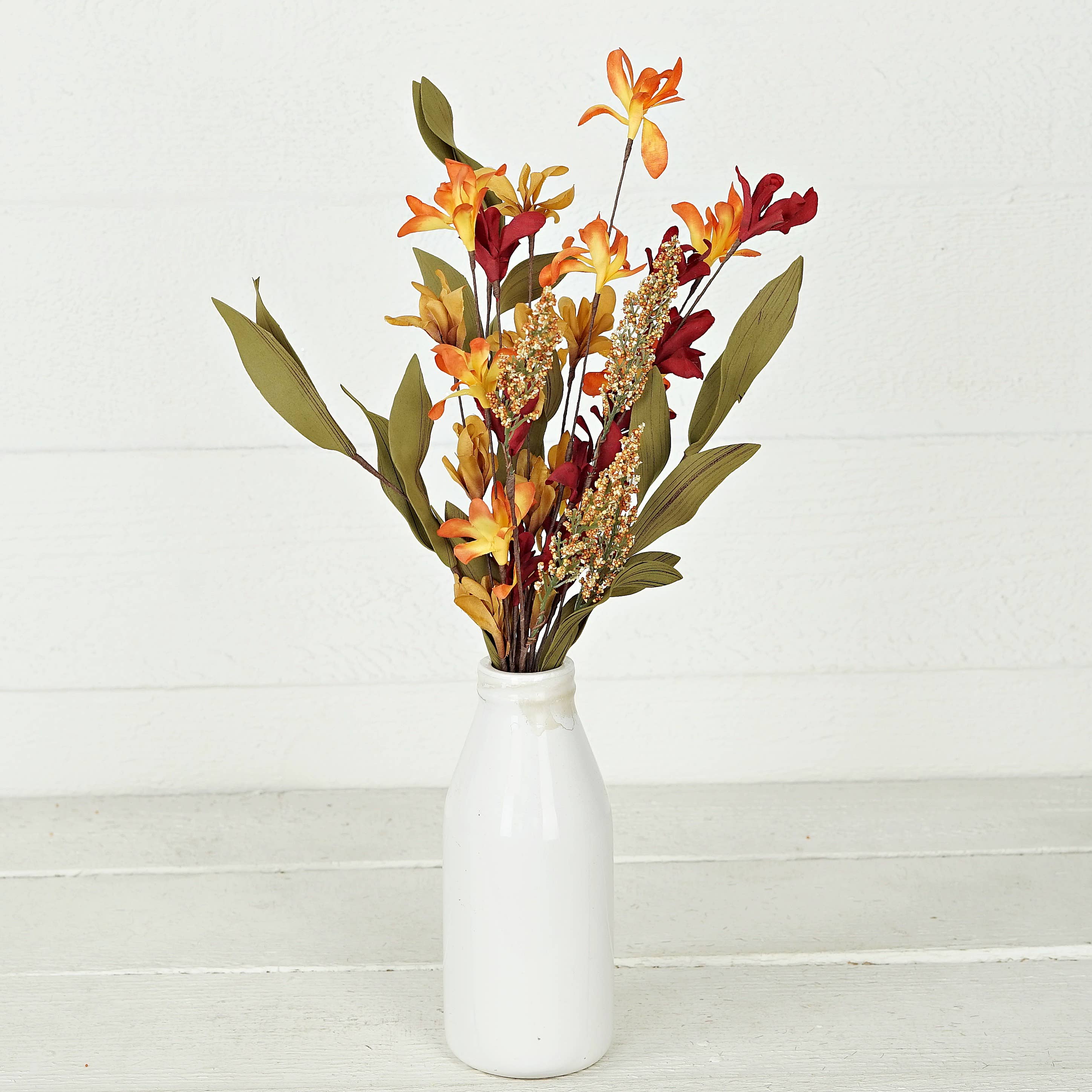 Impressive Enterprises, Inc. - Wholesale Artificial Flowers - 31635-16in Bush-Orange Burgundy Wildflowers4