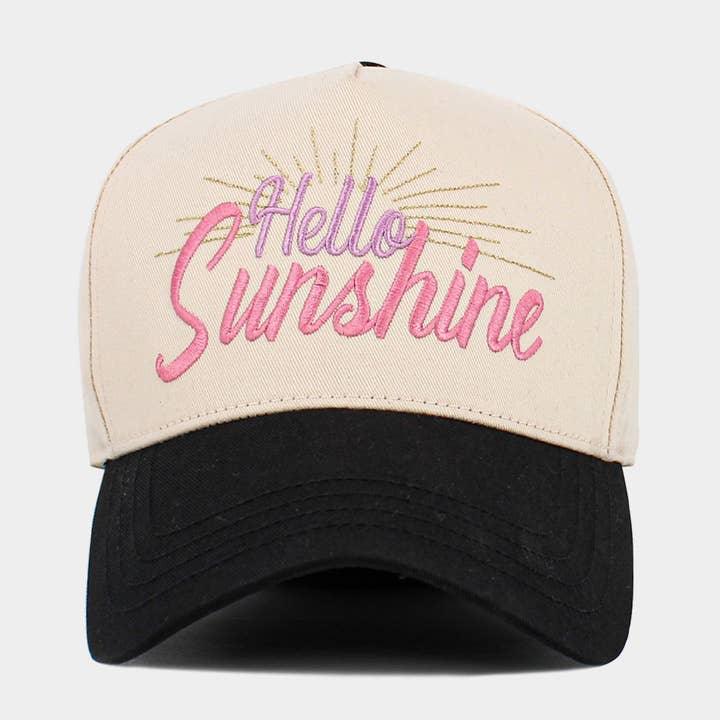 Sensibling Corp. - Vente Casquette de baseball – femme - Casquette de baseball en velours côtelé brodée avec le message HELLO SUNSHINE