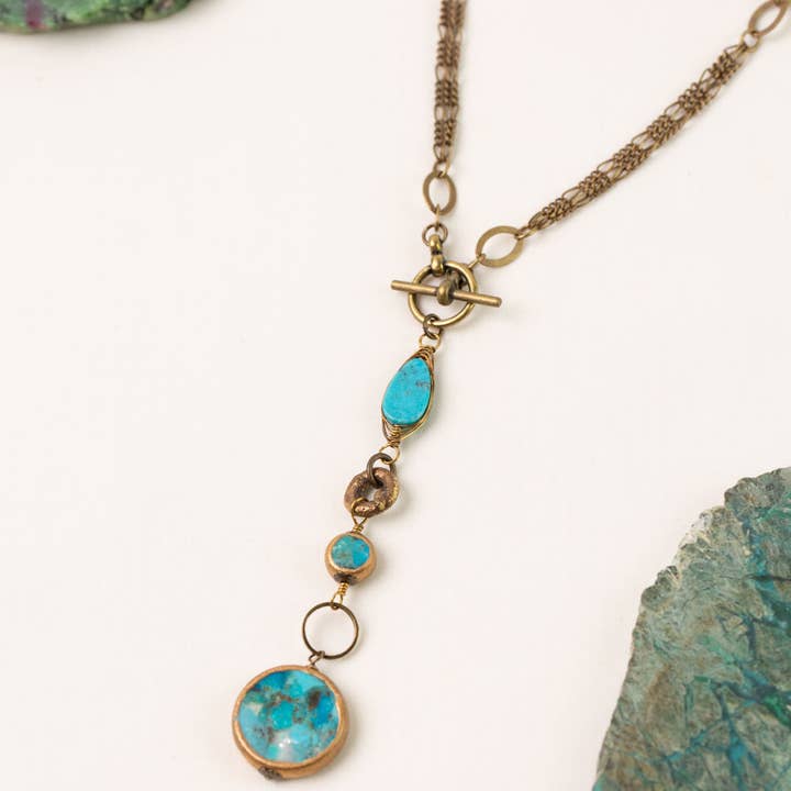 Anne Vaughan Designs Jewelry - Vente Colliers à pendentif - Collier à déclaration en chevrons turquoise Transcend 27"2