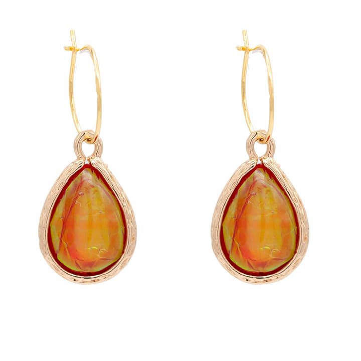 Pink Opalite Gemstone Huggie Hoop Earring Dangle for wholesale by Rebecca Accessories LLC