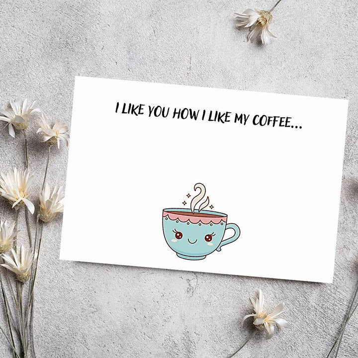 Je t'aime comme j'aime ma carte d'amour de café. pour la vente par Vegas Custom Creations