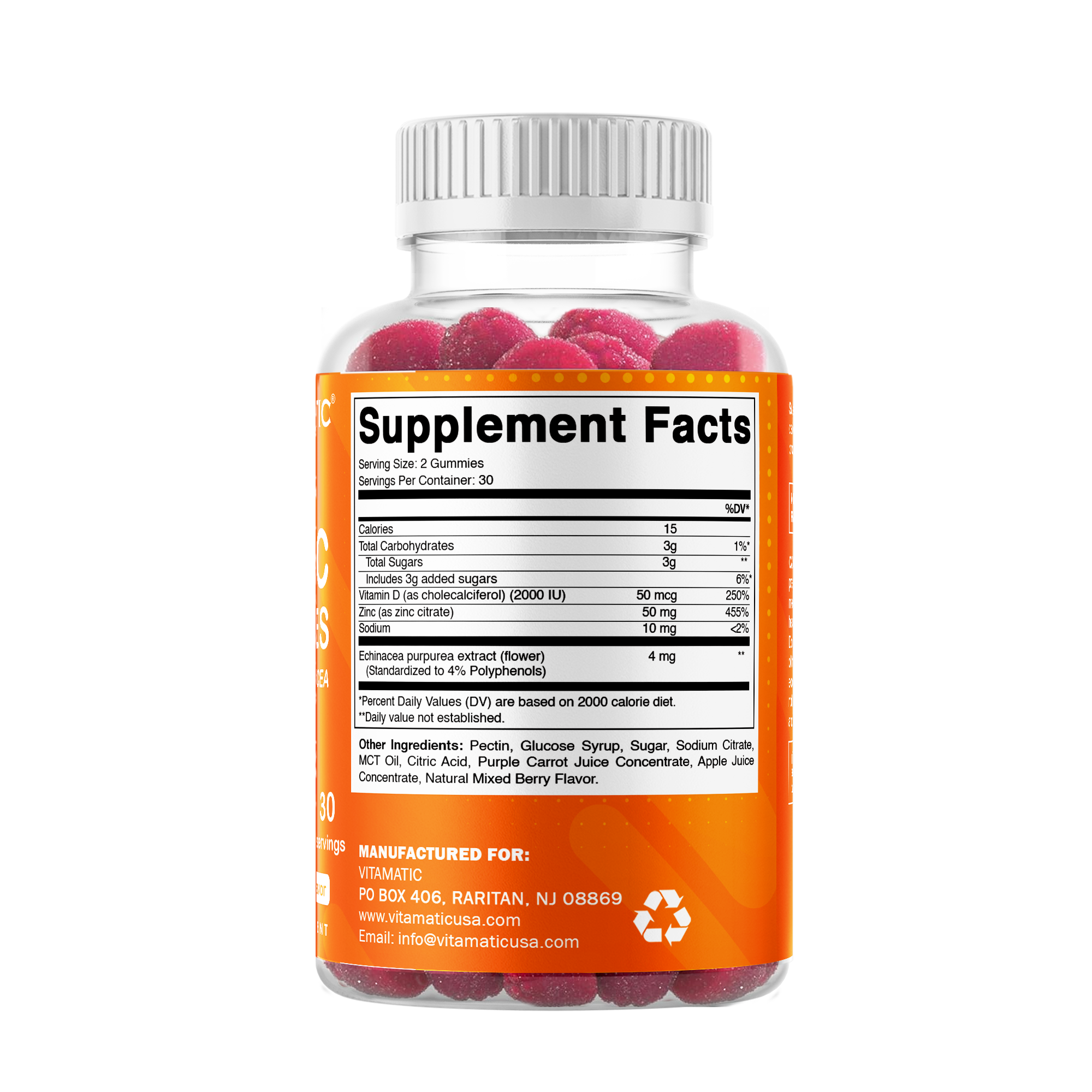 Vitamatic - Wholesale Oral Supplement/Vitamin - Vitamatic Zinc 50mg | 60 Vegan Gummies7