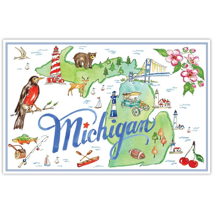 Michigan Handpainted Icons Placemat for wholesale by RosanneBeck Collections