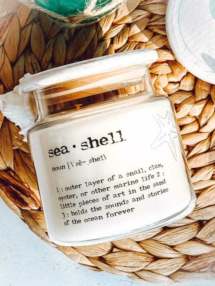 Seashell Definition Apothecary Candle | Sea Salt & Orchid for wholesale by SAGE HERON CANDLE CO.