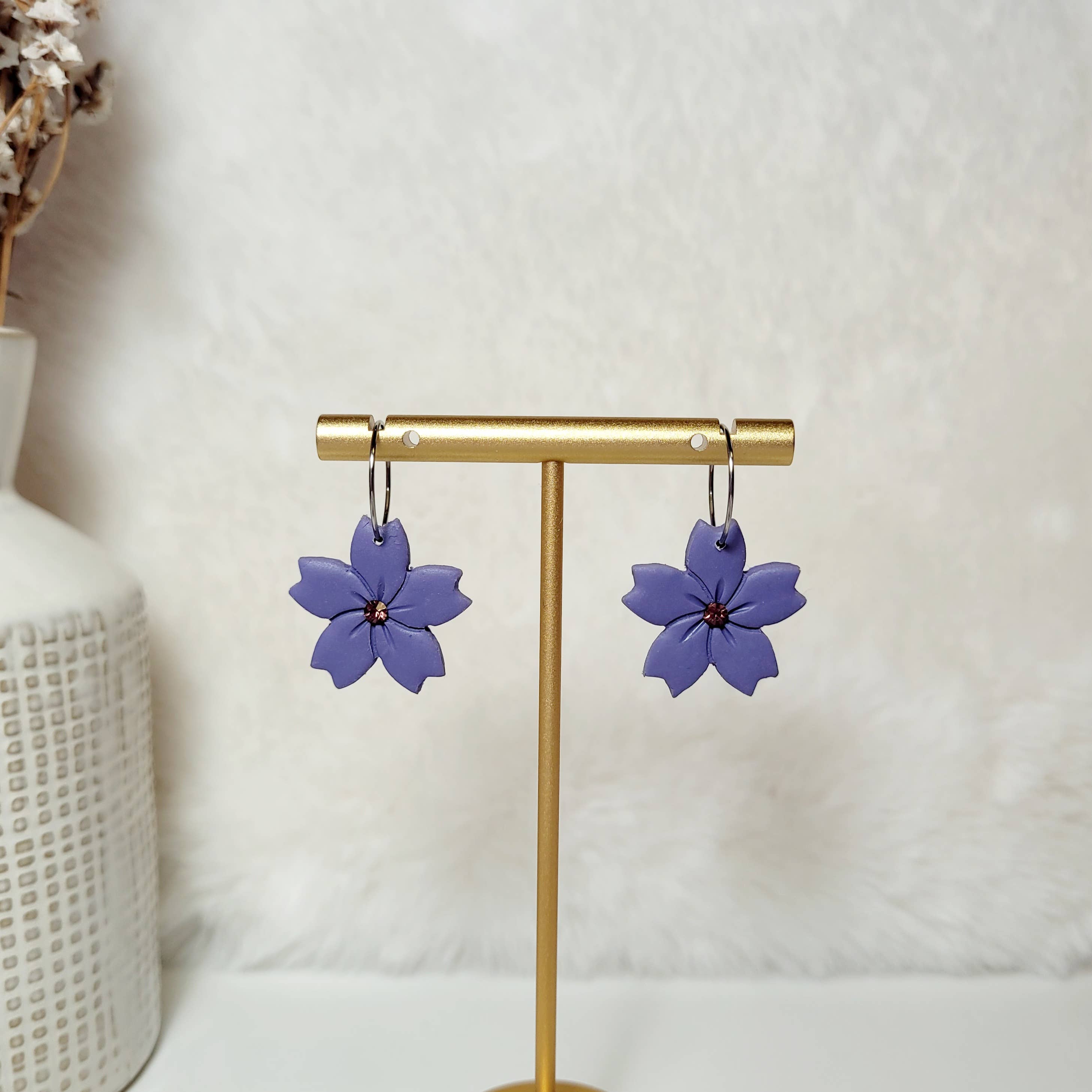 Spiegel Clay - Wholesale Dangle Earrings - Cherry blossom hoops1