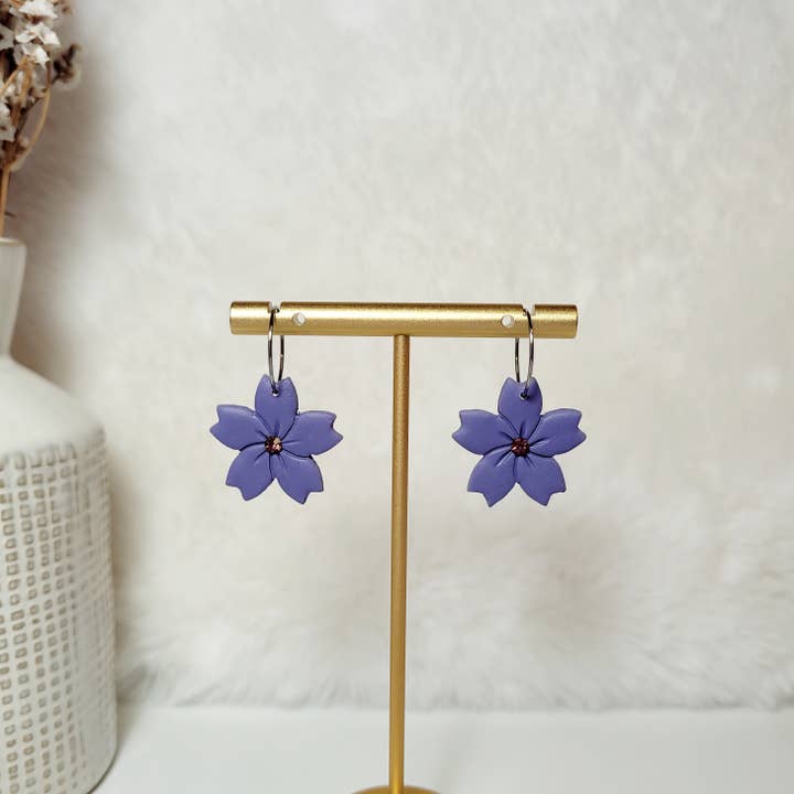 Spiegel Clay - Wholesale Dangle Earrings - Cherry blossom hoops1