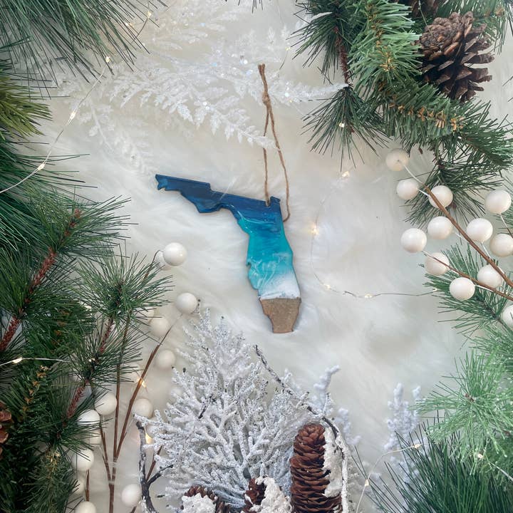 WLB Designs - Wholesale Ornament - Florida Christmas Ornament, FL Beach Sand Art Souvenir1