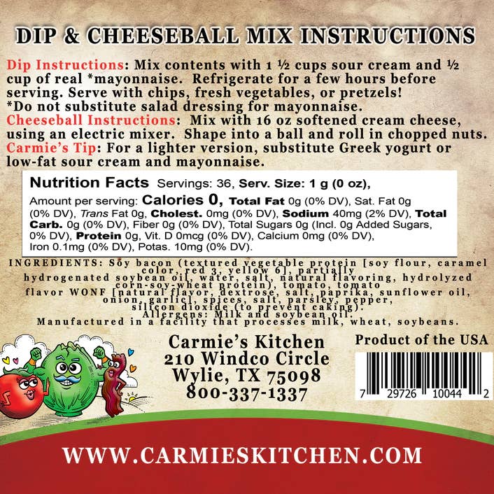 Carmie's Kitchen - Wholesale Dip - BLT Dip Mix