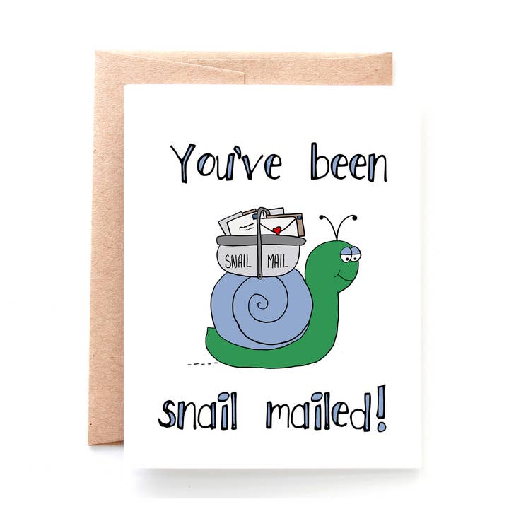 You've Been Snail Mailed Card for wholesale by Yellow Daisy Paper Co.