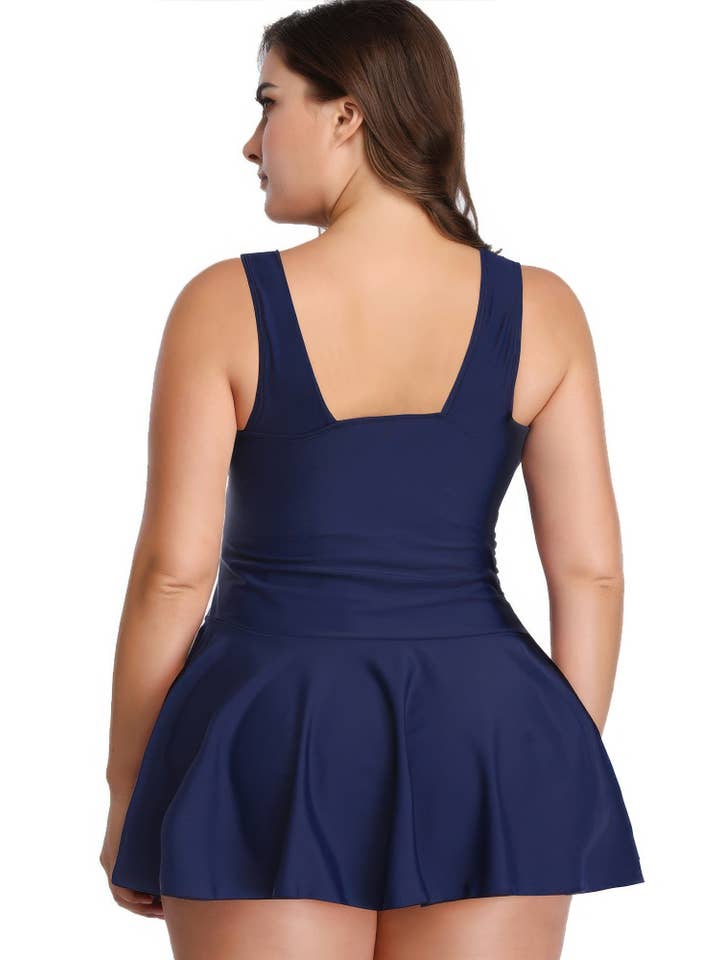 CC Wholesale Clothing - Wholesale One Piece Swimsuit - Women's - Plus Size Solid Ruffle V Neck Fit Swimsuits17