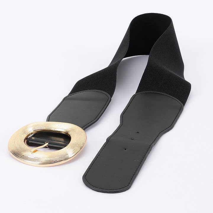3AM BY H&D ACCESSORIES - Wholesale Belt - Women's - Wide Metal Round Buckle Stretch Belt