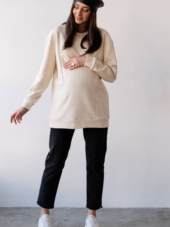 Maternity Clothing - Wholesale Sweatshirt - Women's - Oversized Basic Sweatshirt for Maternity and Nursing Moms 43551141