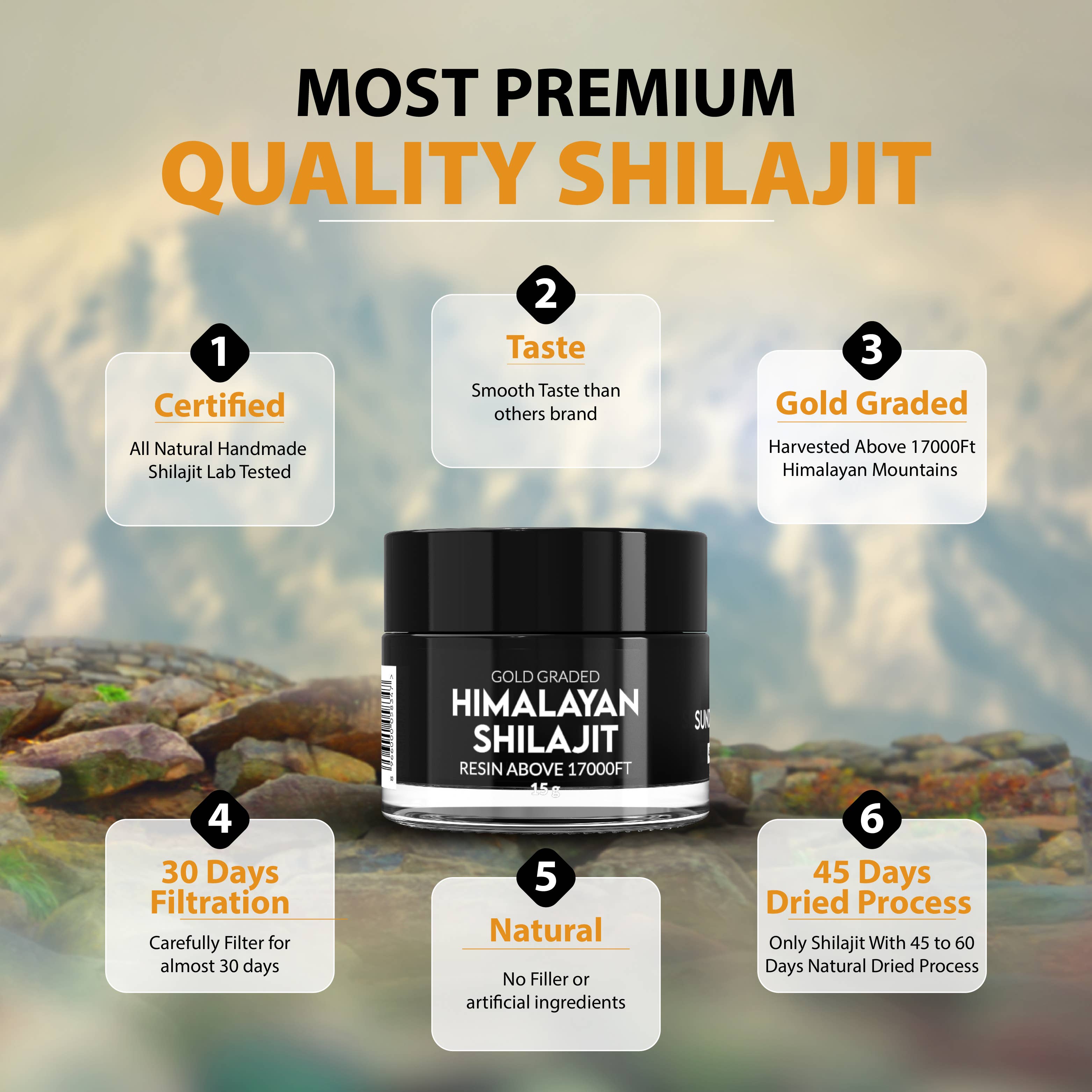 Pak Shilajit - Vente Supplément oral/vitamine - PakShilajit Résine de Shilajit Himalayen Naturelle Séchée au Soleil 15G8