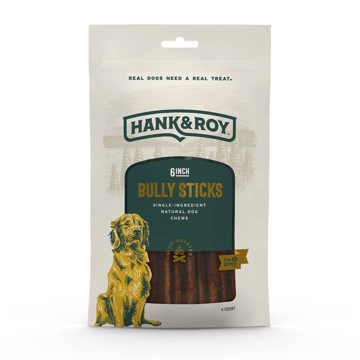Hank & Roy Bully Sticks - 6 Inch - 6 Count for wholesale by Hank and Roy LLC