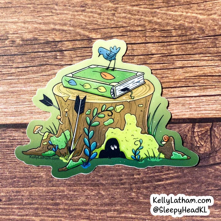 Magical Spell Book Tree DnD Reader Vattentät vinylklistermärke för wholesale av Kelly Latham Art