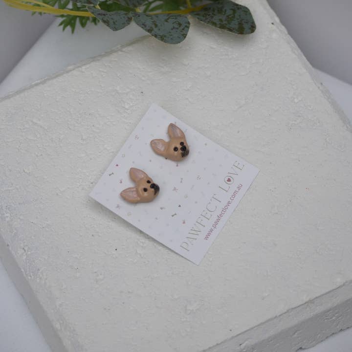 Pawfect Love - Wholesale Stud/Post Earrings - Chihuahua Earrings - Handmade Polymer Clay Dog Studs