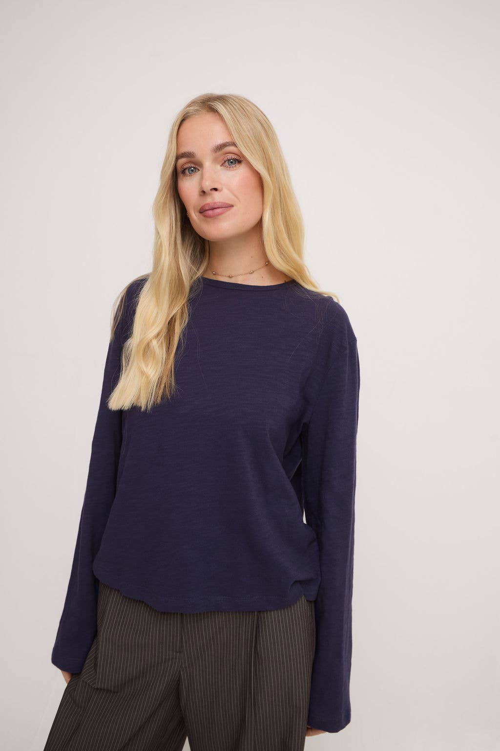 Fika - Wholesale T-Shirt - Women's - Celine Navy Jersey Long Sleeve Top 3
