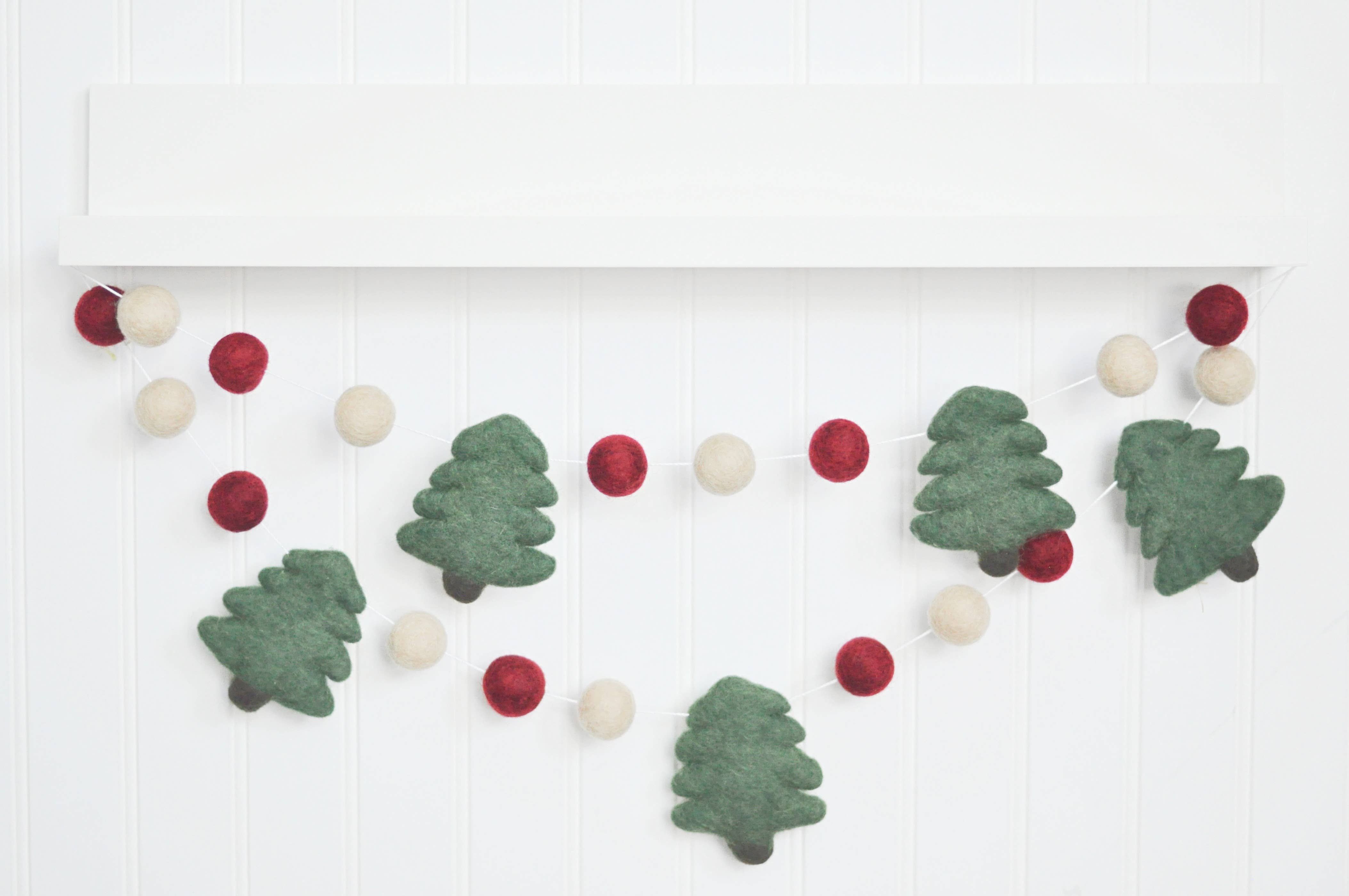 JuJuBee Goods - Wholesale Bunting/Garland - Felt Tree Garland - Burgundy and Cream1