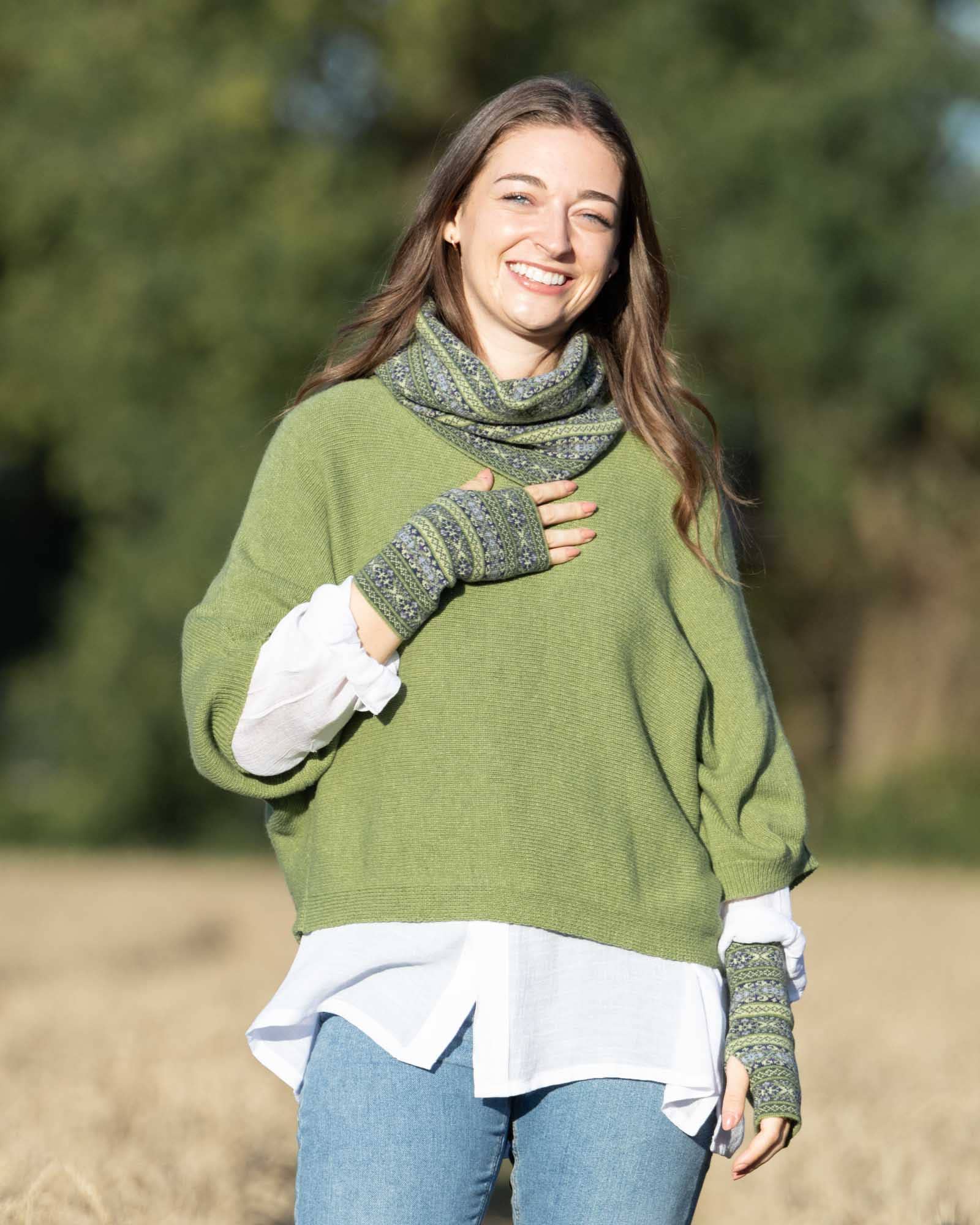 Cadenza Italy Ltd – wholesale Halsduk - Dam – Cashmereblandad snood med Fairisle-mönster9