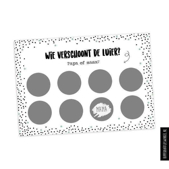 Scratch Card XL Diaper Change Silver for wholesale by Hippekaartjeswinkel