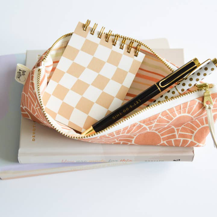 Mosaic Sun Boxy Pencil Pouch for wholesale by Fern & Arrow