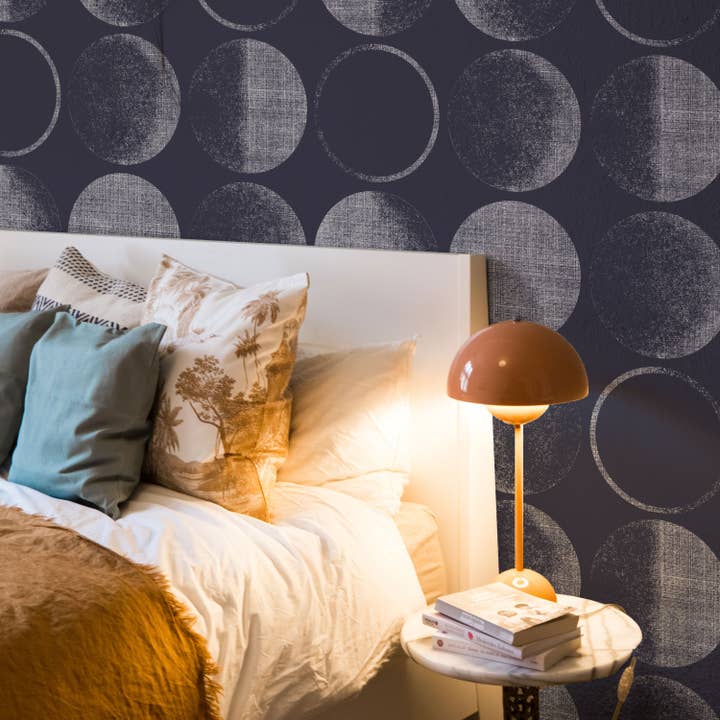 Tempaper & Co ® – wholesale Wallpaper – Moons Midnight Peel and Stick Wallpaper, 28 sq. ft.
