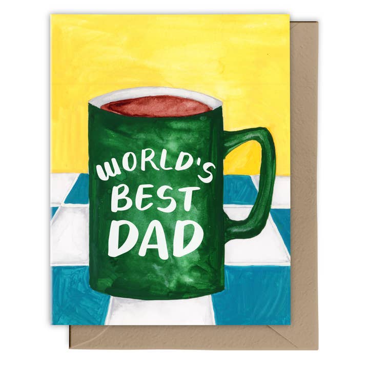 World's Best Dad Card for wholesale by Lucky Bat Paper Co.