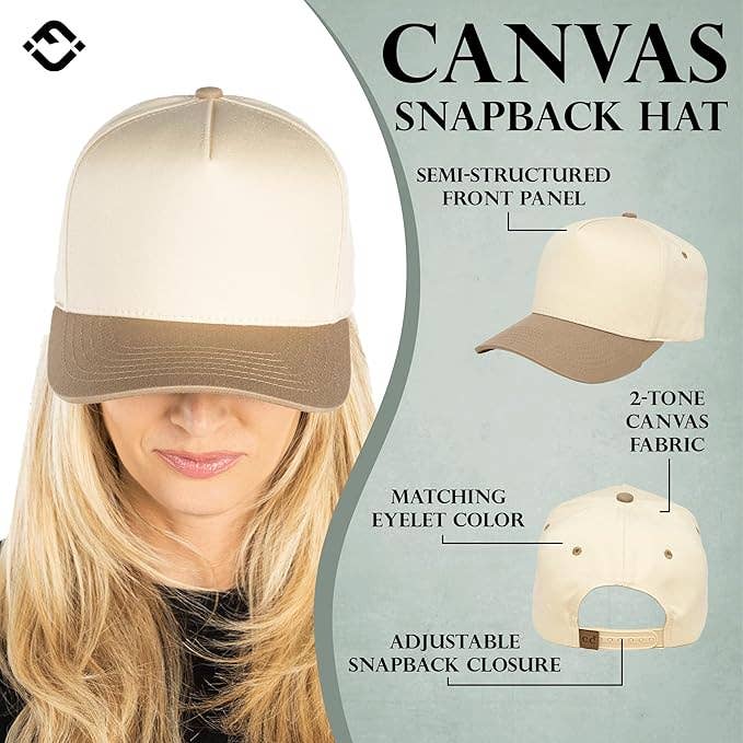 Funky Junque - Wholesale Baseball Cap - Unisex - Two Tone Vintage Snapback Hat - Khaki/Beige1