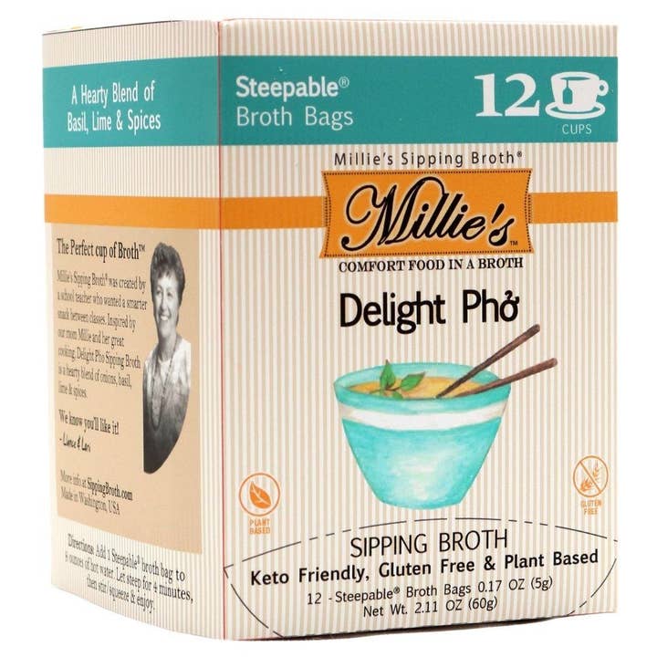 Keep Life Tasty - Wholesale Broth - Millie's Delight Pho Sipping Broth - 12 Pack Box- Case of 6