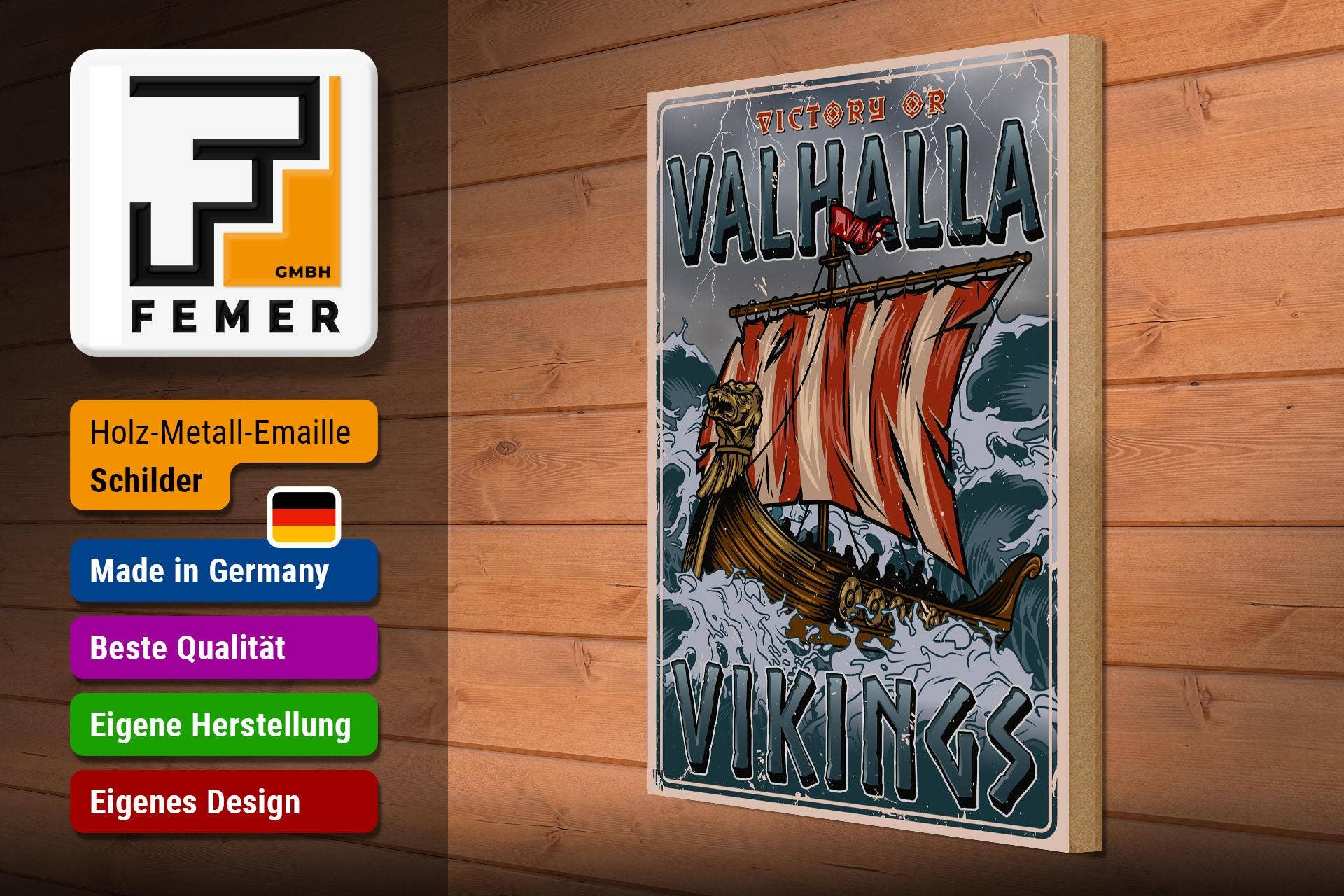 Femer - Wholesale Sign - Valhalla Vikings wooden ship sign 30x40 cm gift decoration2
