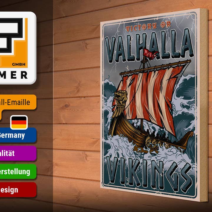 Femer - Wholesale Sign - Valhalla Vikings wooden ship sign 30x40 cm gift decoration2